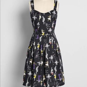 NWT: Modcloth Splendid Surprises Fit and Flare Dress in Monster Mash Print